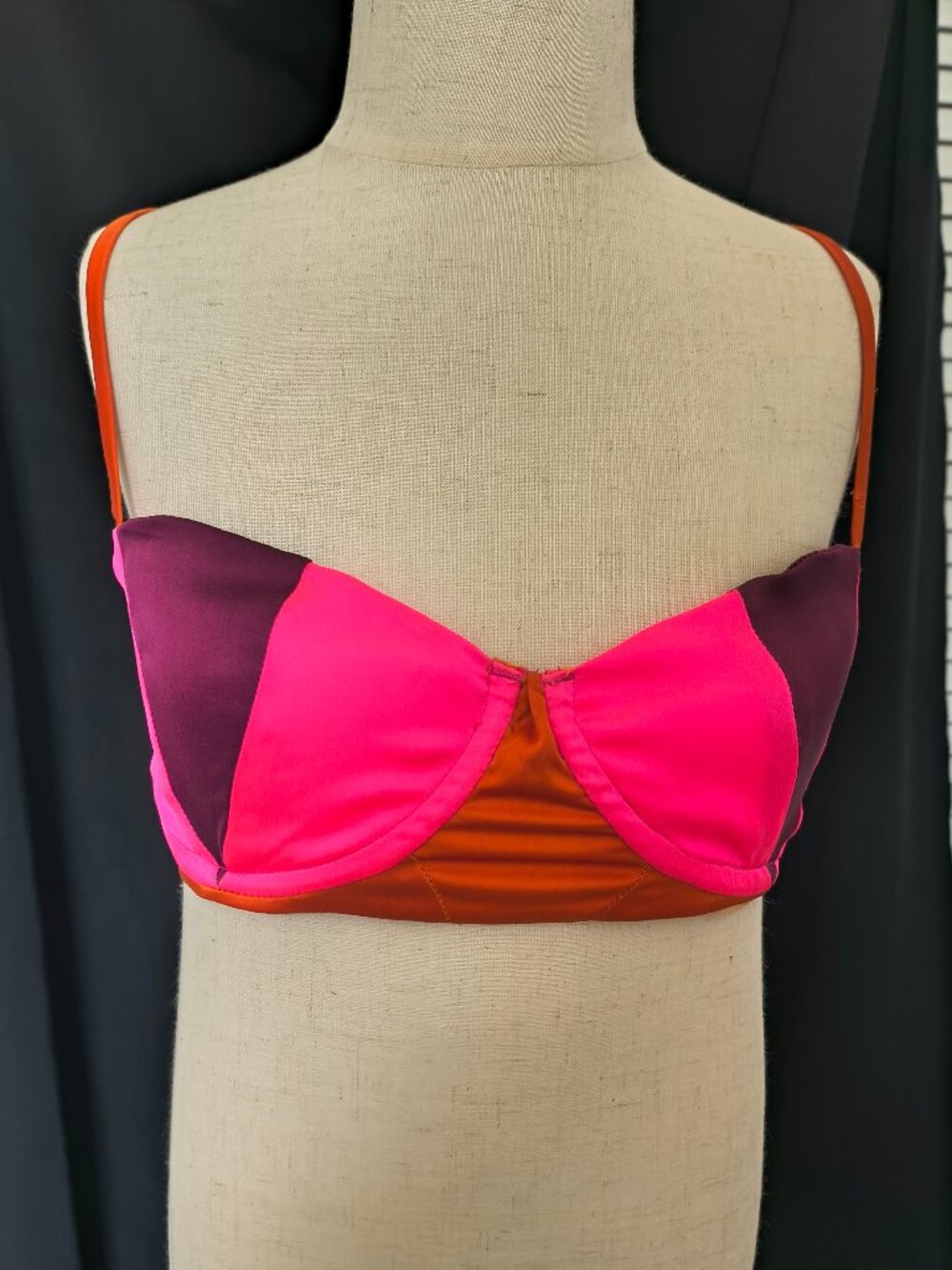 For Love & Lemons x Skivvies Colorblock Bralette / Bustier Bra - Size XS